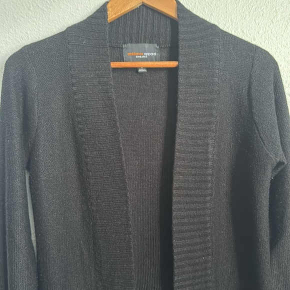 M Black Cardigan, open black knit sweater, CCB - Picture 4 of 6